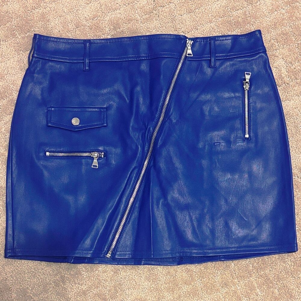 Express Blue Faux Leather Skirt - NWT - Size 12